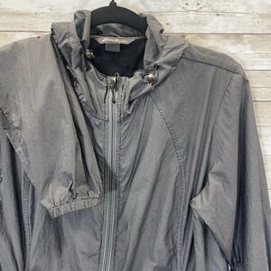Eddie Bauer‎ Womens M Jacket Softshell Gray Hooded Zip Lightweight Outdoors